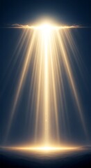 Powerful light beams illuminating a landscape.