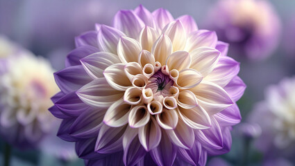 Close-up of a Purple and White Dahlia Flower