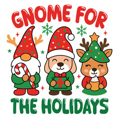 Obraz premium Gnome For The Holidays - Retro Christmas Magic T-shirt, Merry Christmas Clipart, Wizard Christmas Shirt, Funny Santa Claus Illustration, Xmas Vintage Shirt 