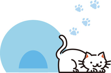 白猫のかわいいベクターイラスト素材