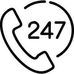 24 hours service, emergency service icon