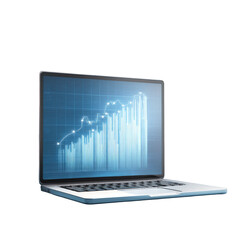 Laptop with a graph showing growth