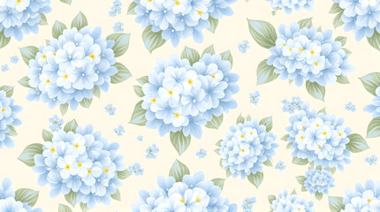 Obraz premium Floral Pattern of Blue Hydrangeas on Beige Background