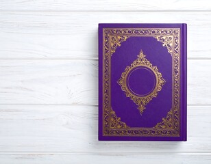 Fototapeta premium Purple book on white wood