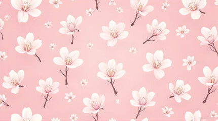 White Floral Pattern on Pink Background Simple Flower Design