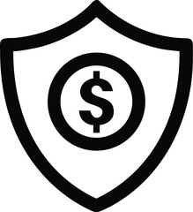 vector icon of dollar seield on white background.