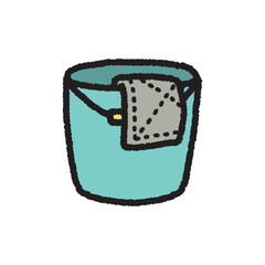 バケツ　雑巾　掃除用具　イラスト　手描き　シンプル　素材