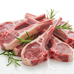 Fresh lamb chops isolated on transparent background