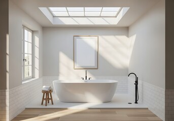 Bright Modern Bathroom with Freestanding Tub
