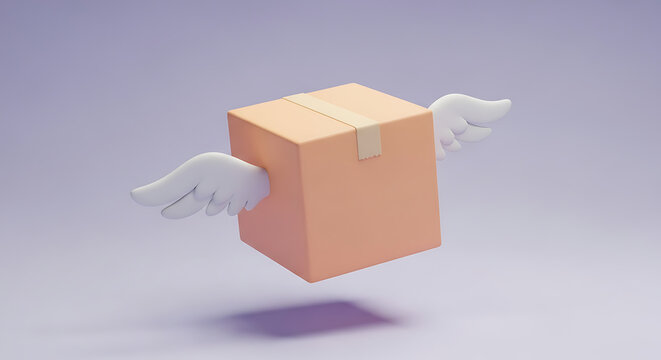 Express delivery service with flying box concept depicting speedy shipping solutions innovation