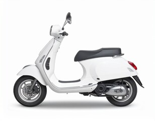 White Modern Scooter Side View Isolated on White Background