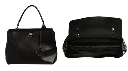 Naklejka premium View from outside and open women's handbag.