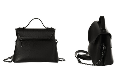 Naklejka premium Luxury black women bag isolated over white