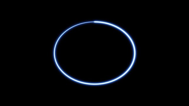 Neon Glowing Circle Line Drowing Animation Loop Video. 4k Circle Marker Isolated Background.