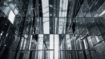 Modern architectural ceiling with geometric patterns reflecting light in a unique and captivating way