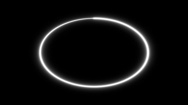 Neon Glowing Circle Line Drowing Animation Loop Video. 4k Circle Marker Isolated Background.