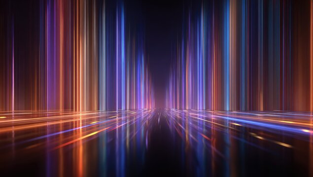 Futuristic neon light tunnel - Powered by Adobe