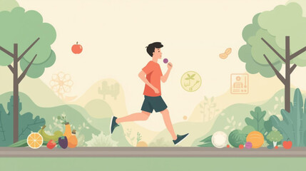 Fototapeta premium Medical and Wellness Infographic VectorFitness and Nutrition Concept Illustration