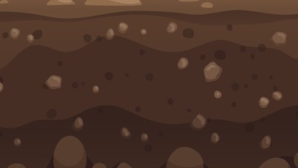 Illustration of soil layers, showing different textures and the presence of rocks, perfect for educational materials or environmental themes