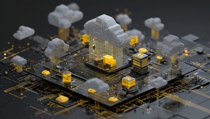 Abstract digital cloud computing concept