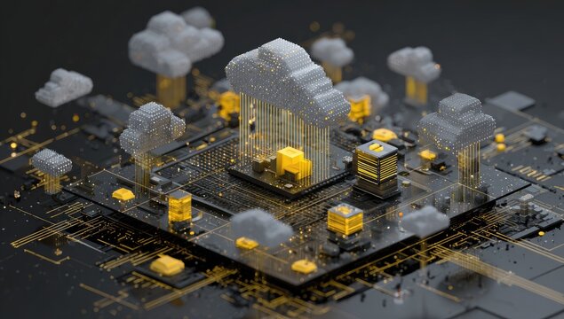 Abstract digital cloud computing concept