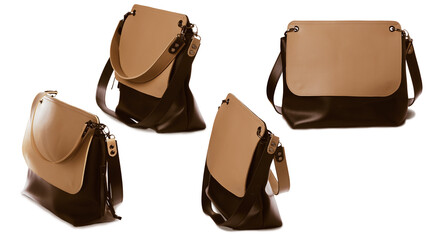 Designer women's youth bag from different angles.