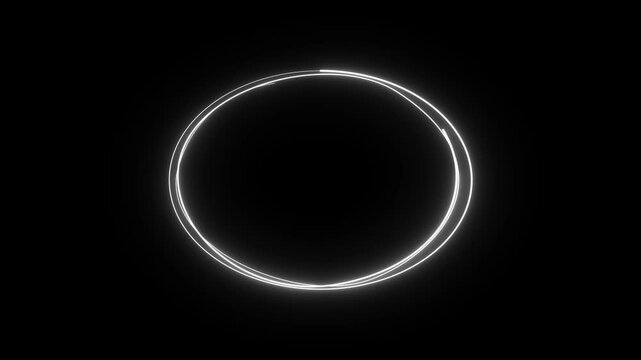 Neon Glowing Circle Line Drowing Animation Loop Video. 4k Circle Marker Isolated Background.