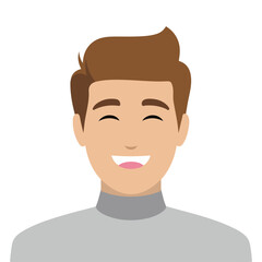 Face of young man vector cartoon avatar portrait vector illustration on white background