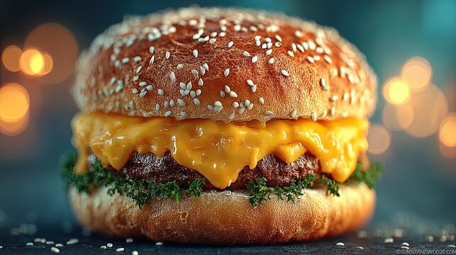 Realistic cheeseburger with layers, 3D model High quality photo