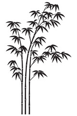 Black Bamboo Silhouette Illustration – Minimalist Vector of Bamboo Plant for Zen and Nature Themes
