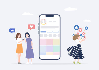 Young female influencer receiving many smartphone notifications of likes as her post goes viral