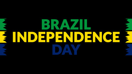 Brazil Independence Day text with side lines on a black background. Which is observed every year in September to celebrate and wish Brazil Independence Day.