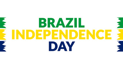 Brazil Independence Day text with side lines on a White background. Which is observed every year in September to celebrate and wish Brazil Independence Day.