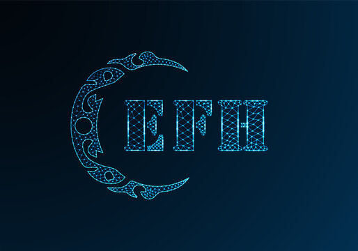 Low poly letter logo EFH design. EFH letter logo low poly vector design on blue color gradient background. EFH logo low poly design