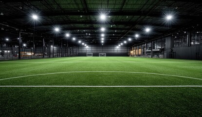 Indoor soccer field with bright lights