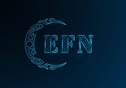 Low poly letter logo EFN design. EFN letter logo low poly vector design on blue color gradient background. EFN logo low poly design