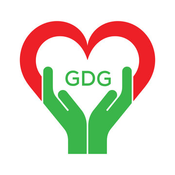 GDG Heart and Hands Company logo. GDG Company logo design for entrepreneur and business. GDG best icon.
