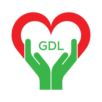 GDL Heart and Hands Company logo. GDL Company logo design for entrepreneur and business. GDL best icon.
