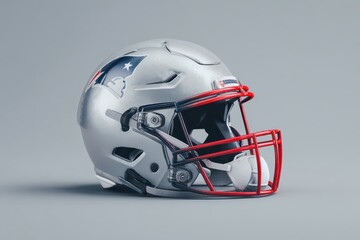 Fototapeta premium American football helmet mockup featuring a sleek design against a grey background, perfect for showcasing sports equipment aesthetics and branding concepts