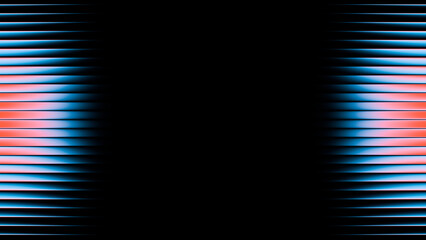 Abstract design featuring parallel blue and red circular shapes creating gradient lines on a black background. Modern digital design asset.