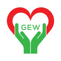 GEW Heart and Hands Company logo. GEW Company logo design for entrepreneur and business. GEW best icon.
