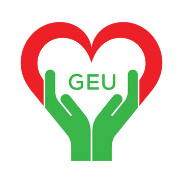 GEU Heart and Hands Company logo. GEU Company logo design for entrepreneur and business. GEU best icon.
