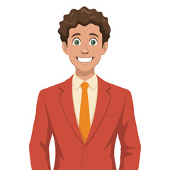 Businessman shows thumb up young man in suit vector illustration on white background