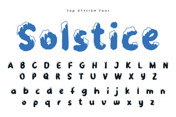 Winter vector alphabet with snow. letter abc, ice cold font, season frost font