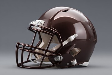 Naklejka premium Realistic portrayal of a simple american football helmet on a neutral backdrop showcasing its sleek design and functionality