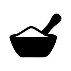 A black and white illustration of a mortar and pestle tool