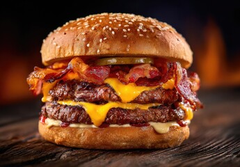 Delicious double bacon cheeseburger