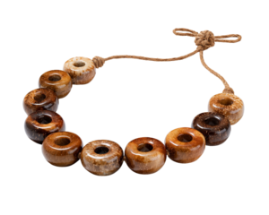 Handmade tropical coconut shell necklace isolated on white background