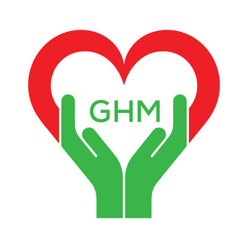 GHM Heart and Hands Company logo. GHM Company logo design for entrepreneur and business. GHM best icon.
