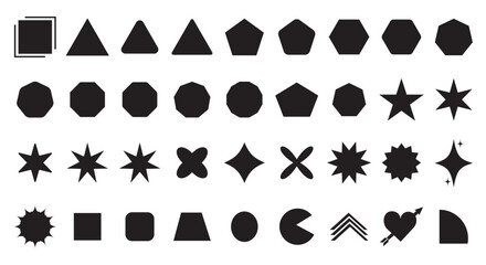 Collection of basic shapes &ndash; Set of simple geometric figures isolated on a white background.